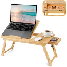 Bamboo Wooden Dual Fan Laptop Cooler Table Desk