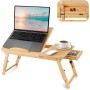 Bamboo Wooden Dual Fan Laptop Cooler Table Desk