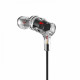 A pair of Havit i37 Bluetooth Sports Earphones displayed on a gym bench showing their sleek design and features.