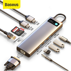 Baseus CAHUB-CT0G Metal Gleam Series 11-in-1 Multifunctional Type-C HUB Docking Station Space Gray