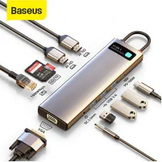 Baseus CAHUB-CT0G Metal Gleam Series 11-in-1 Multifunctional Type-C HUB Docking Station Space Gray