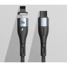 Baseus CATLXC-01 Zinc Magnetic Safe Fast Charging Data Cable Type-C to IP PD 20W 1m Black