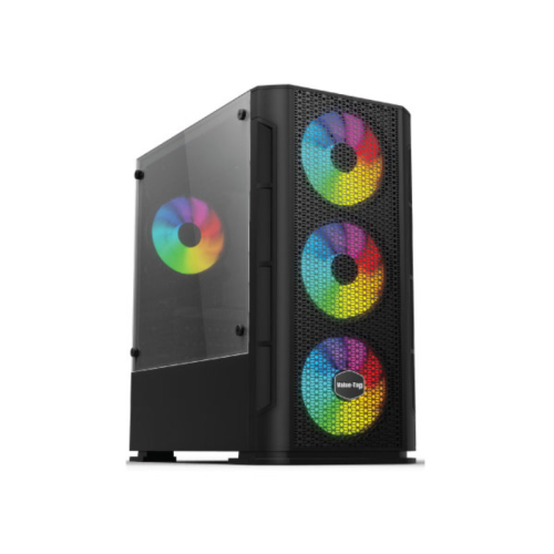 VALUE-TOP VT-B700 MICRO ATX GAMING CASE WITH ONE SIDE TEMPERED GLASS, 4*12CM 3-COLOR STATIC LED FAN, 2*USB2.0 & 1*USB3.0, W/O PSU