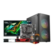 AMD Ryzen 5 5600G Custom Desktop PC with Monitor