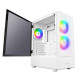 Antec NX410 V2 Mid Tower ARGB Gaming Case in White showcasing its sleek design and RGB features for a modern gaming setup