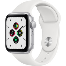 Apple Watch SE A2351 (MYDM2LL/A) GPS 40mm Sport Band (Silver Aluminum,White)