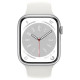 Apple Watch Series 8 GPS 45mm featuring a sleek Silver Aluminum Case and Sport Band, perfect for fitness tracking and everyday use.