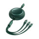 Baseus Bright Mirror 3 In 1 Retractable Data Cable Type-C to M+L+C designed for fast charging and data transfer, showcasing its sleek design and versatility.