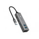 Baseus CAHUB-C0G USB hub showcasing five ports for connecting multiple devices efficiently