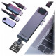 Baseus Thunderbolt C+ Pro 7-in-1 Smart Hub Docking Station in gray color, showcasing various ports and features.
