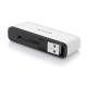 Belkin 4-port USB 2.0 travel hub showcasing its design and lighted indicator for easy usage