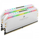 Corsair DOMINATOR PLATINUM RGB 16GB DDR4 RAM Kit in white, showcasing stunning RGB lighting and high-performance features for gamers.