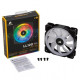 Corsair LL120 Dual Light Loop RGB LED casing fan showcasing vibrant RGB lighting and sleek design, perfect for enhancing cooling performance in PCs.