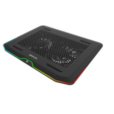 DeepCool N80 RGB Laptop Cooler showcasing its RGB lighting and sleek design for better airflow.
