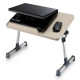 An ergonomic laptop desk featuring a built-in cooler, perfect for maintaining comfort during long working hours.