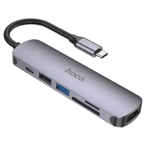 Hoco HB28 6-in-1 Multifunction USB Type-C Hub Unix Network | Laptop Shop | Jessore Computer City