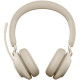 Jabra Evolve2 65 USB-A UC Wireless Headset in beige color, designed for optimal comfort and sound quality, perfect for professional use.