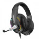Lenovo HU75 RGB Gaming Headphone showcasing vibrant RGB lighting and comfortable ear cushions, perfect for long gaming sessions