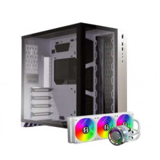 Lian Li O11DW O11 Dynamic White Case, Galahad 360 White CPU Cooler and UNI FAN AL AL120-3W Case Fan Combo