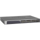 Netgear XS728T 24 Port + 4 SFP Shared Port ProSafe Smart Managed Switch showcasing multiple Ethernet ports and SFP slots