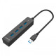Orico W8PH4-U3 4 Port USB 3.0 Hub in black, ideal for connecting multiple devices