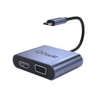 QGeeM QG-UH02-1 Type C to HDMI and VGA adapter