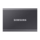 SAMSUNG T7 2TB Portable SSD showcasing a sleek design, USB 3.2 Gen Type-C interface, and compact size suitable for easy portability.