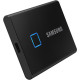 Samsung T7 Touch 2TB Portable SSD in sleek design, showcasing USB 3.2 Type-C connection for fast and secure data storage solutions.