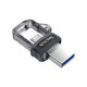 SanDisk 32GB Ultra Dual m3.0 OTG Pen Drive showcasing its sleek design and USB connectivity options
