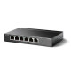 TP-Link TL-SF1006P 6-Port PoE Switch displayed on a desk showcasing its ports and design