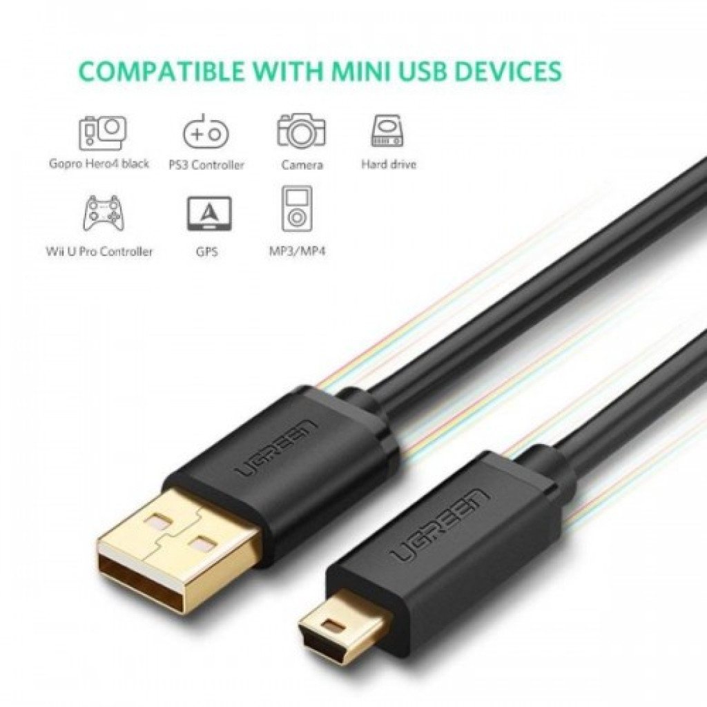 UGreen 10355 USB 2.0 A Male To Mini 5 Pin Male cable 1M– BD