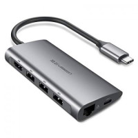 Ugreen 50516 USB-C to 3*USB3.0+HDMI+RJ45+SD&TF converter sliver