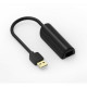 Vention CEGBB USB 2.0 to 100Mbps Ethernet Adapter showing sleek design and connectivity ports for enhanced internet access.