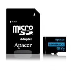 Apacer 256GB MicroSDXC UHS-I U3 V30 R100 A1 Class-10 Memory Card with Adapter Apacer 256GB MicroSDXC UHS-I U3 V30 R100 A1 Class-10 Memory Card with Adapter