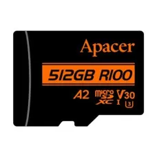 Apacer R100 MicroSDXC UHS-I U3 V30 A2 512GB Class-10 Memory Card with Adapter Apacer R100 MicroSDXC UHS-I U3 V30 A2 512GB Class-10 Memory Card with Adapter