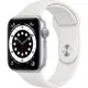 Apple Watch Series 6 A2292 (M00D3LL/A) 44mm Sport Band (Silver Aluminum, White)