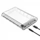 ORICO 3139C3 transparent external hard drive enclosure showing sleek design and USB connectivity
