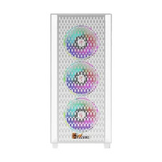 PC Power Flow White Mesh Mid Tower ATX Gaming Casing with Power Supply