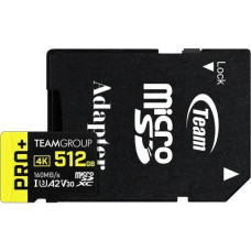 TEAM A2 PRO+ 512GB MicroSDXC UHS-I U3 V30 Memory Card with Adapter