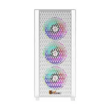 PC Power Flow White Mesh Mid Tower ATX Gaming Casing with Power Supply