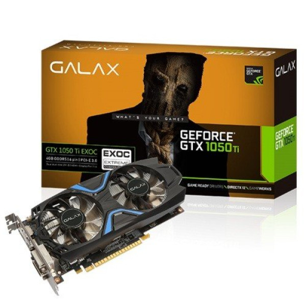 GALAX GeForce GTX 1050 Ti EXOC graphics card on display for optimal gaming performance