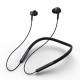 Mi Bluetooth Neck Band Earphones displayed on a table, showcasing their sleek design and features