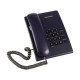 Panasonic KX-TS500MX Black Phone Set displayed on a table, showcasing its sleek design and features