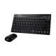 Rapoo 8000P Black Wireless Keyboard and Mouse set on a desk, showcasing ergonomic design and functionality