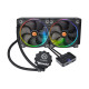Thermaltake Water 3.0 Riing RGB 280 Liquid CPU Cooler showcasing RGB lights and cooling features