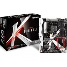 Asrock X370 Killer SLI AMD motherboard showcasing its features and connectivity options for gamers