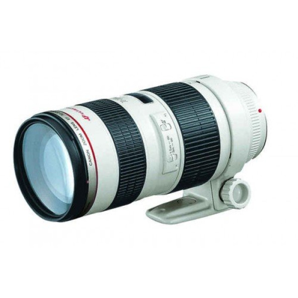 Close-up view of Canon EF 70-200mm f/2.8L USM Telephoto Zoom Lens showcasing its features and design