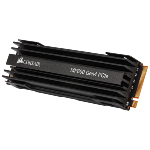 Corsair Force MP600 1TB Gen.4 PCIe NVMe M.2 SSD displayed on a desk for high-performance computing