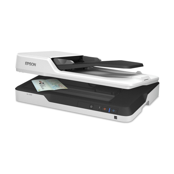 Epson DS-1630 Flatbed and Sheet Fed Scanner showcasing its features and design in a modern office setting
