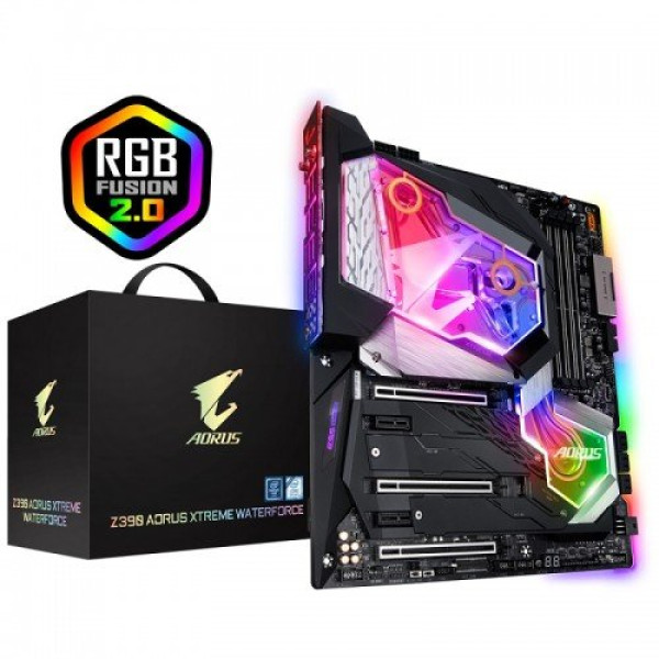 Gigabyte Z390 Aorus Xtreme Waterforce Motherboard showcasing advanced features and design